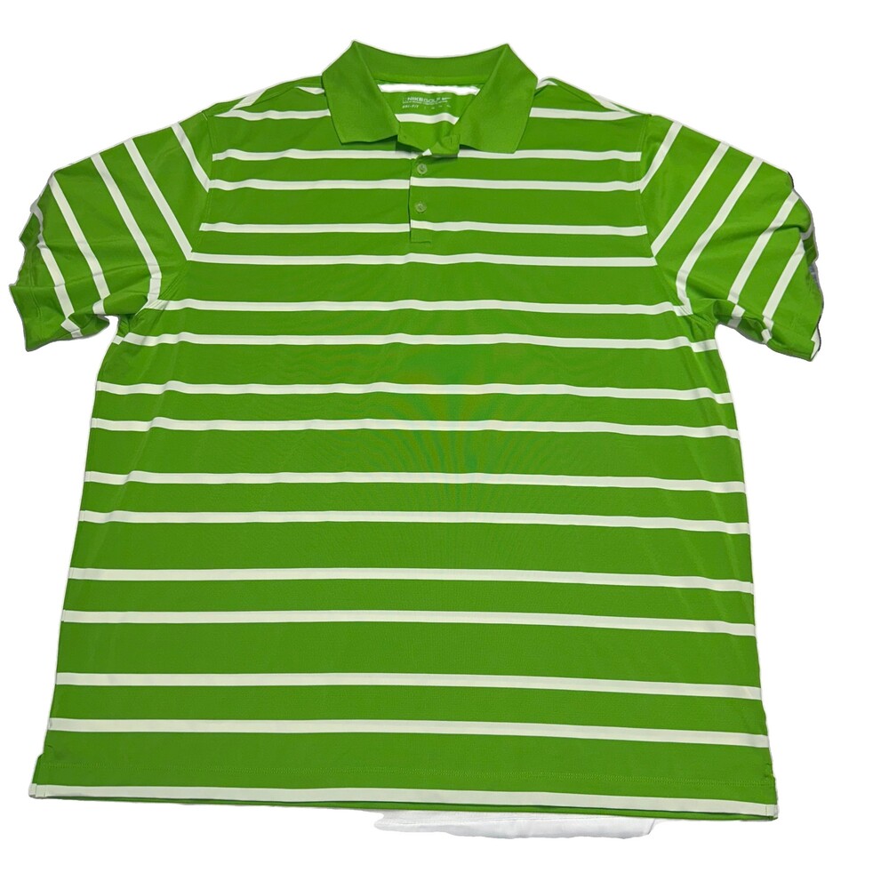 Nike Golf Dri-FIT Men’s XXL Green White Striped Polo Shirt